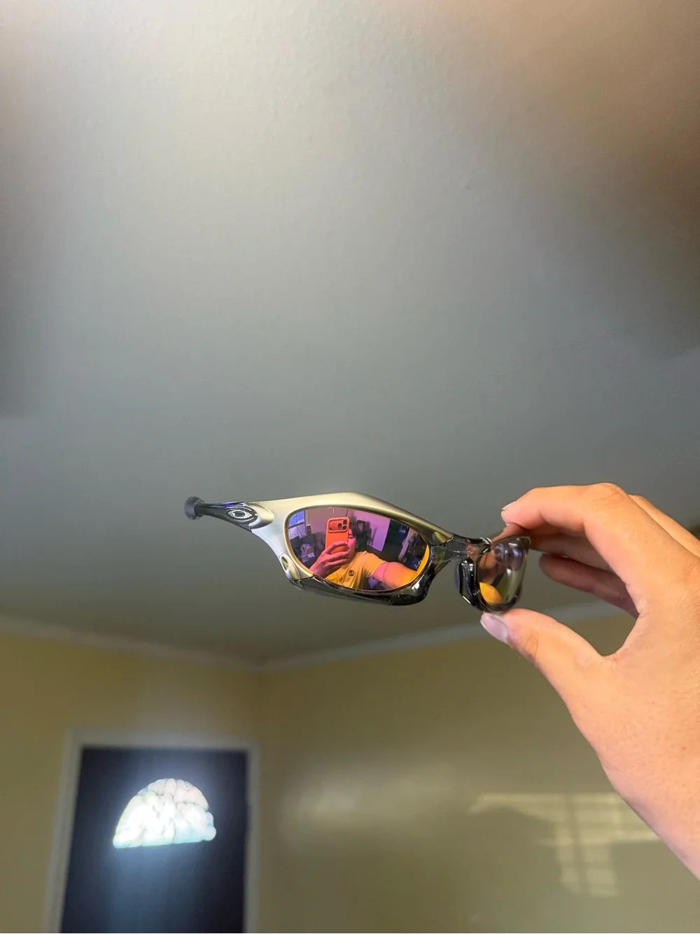 Mirrored Sport Sunglasses - Purple/Gold Lenses oaks